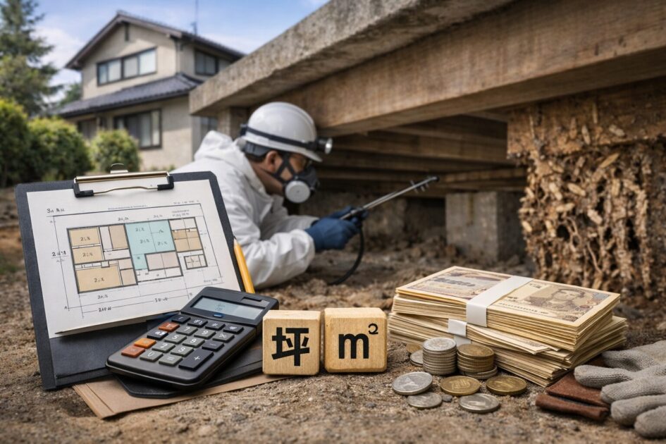 一軒家のシロアリ駆除費用の相場｜坪数・㎡単価の見方（見積の土台）