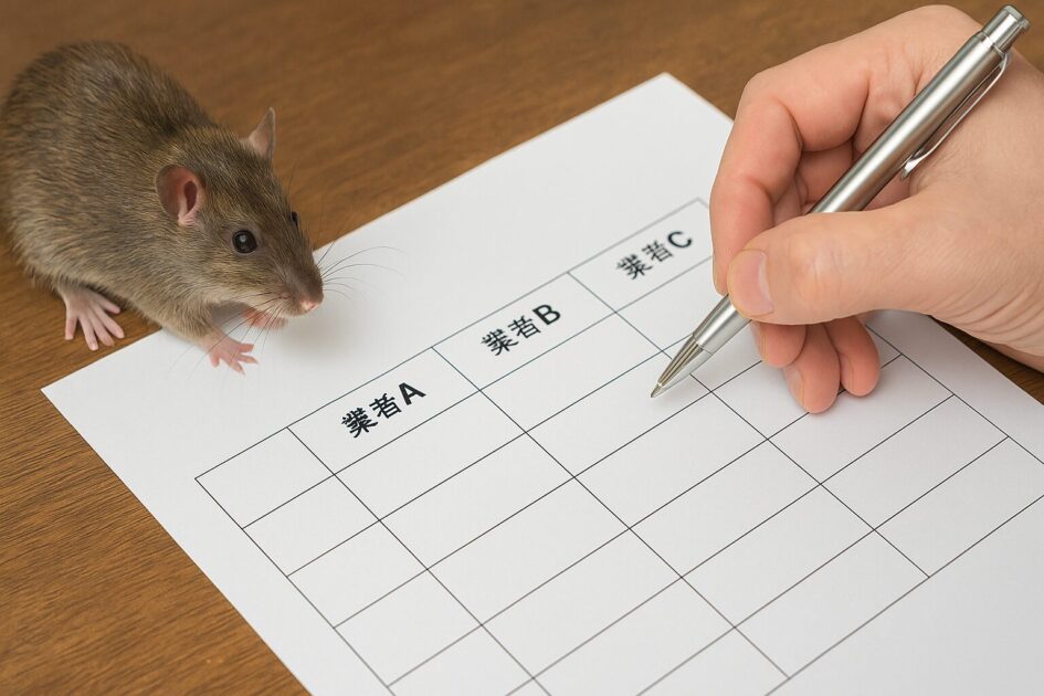 ネズミの駆除京都で業者を選ぶコツ｜同条件の相見積りテンプレ