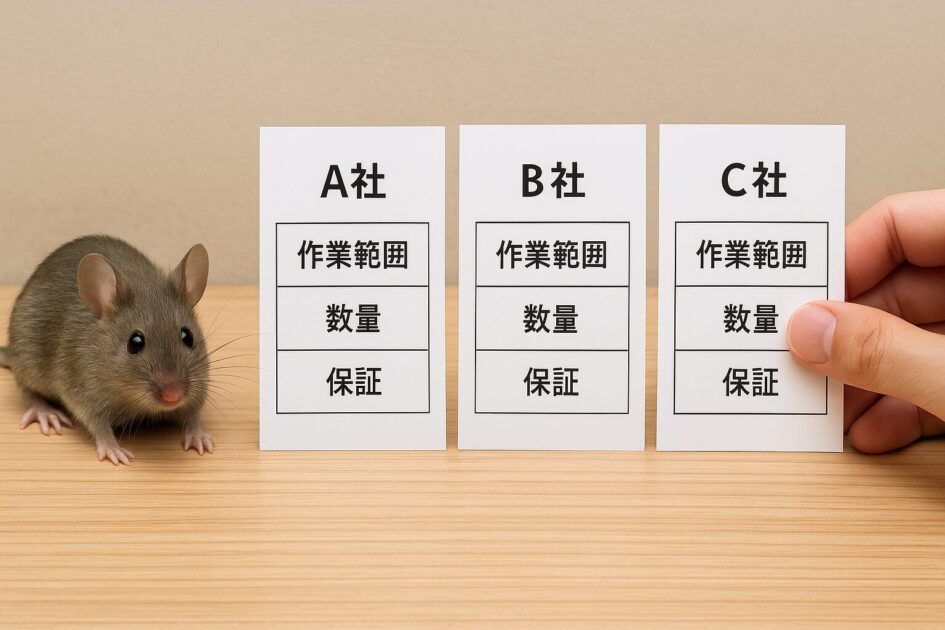 見積りの並べ方：作業範囲・数量・保証を同条件にそろえる