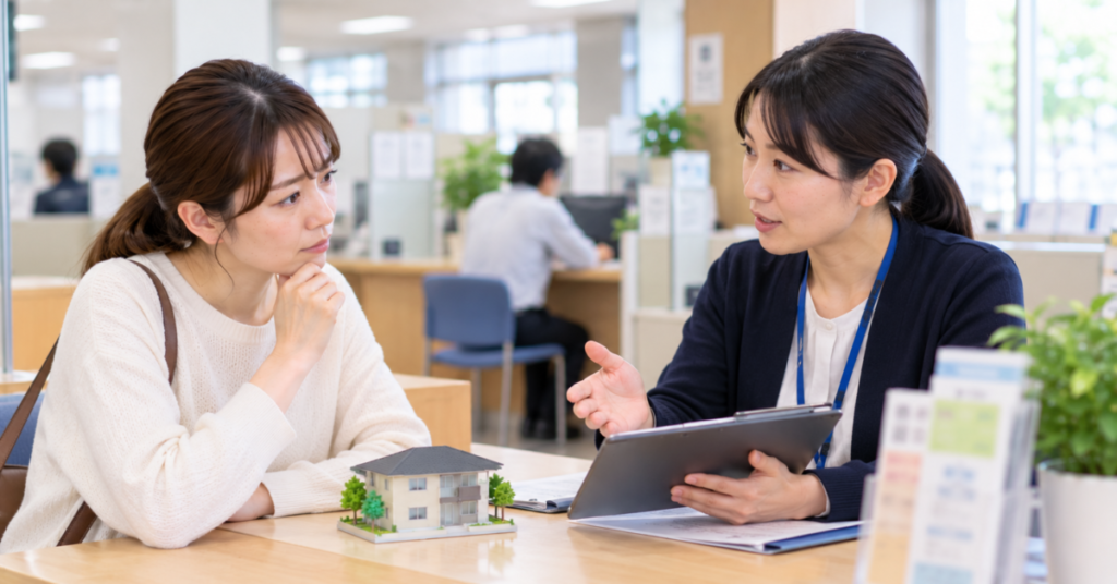コウモリ被害について市役所の相談窓口で対応範囲を確認する住人