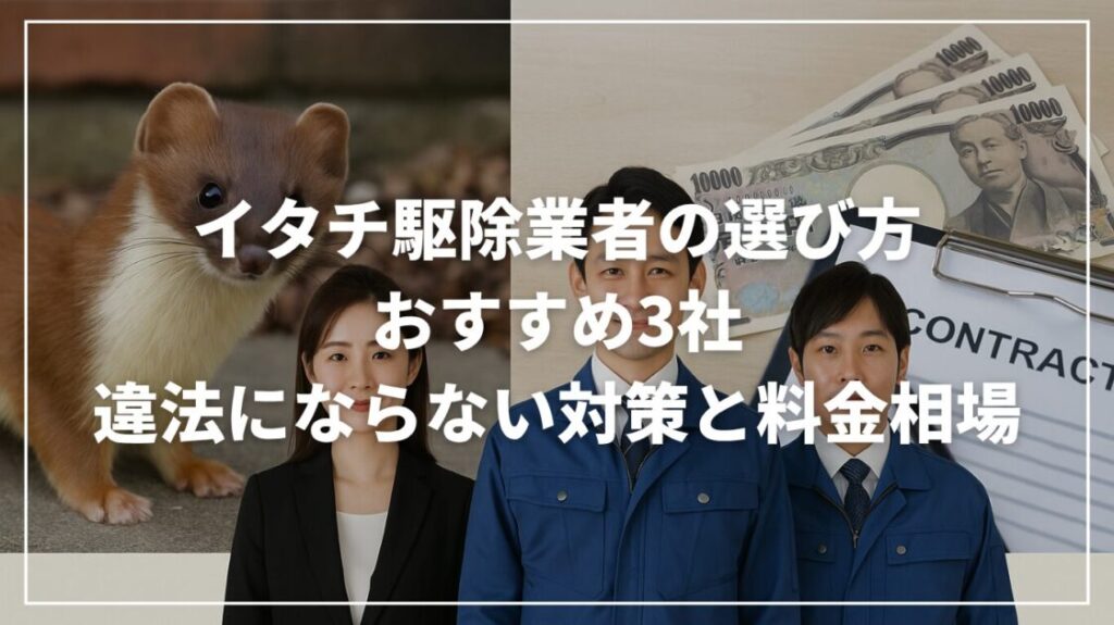 イタチ駆除業者の選び方とおすすめ3社｜違法にならない対策と料金相場