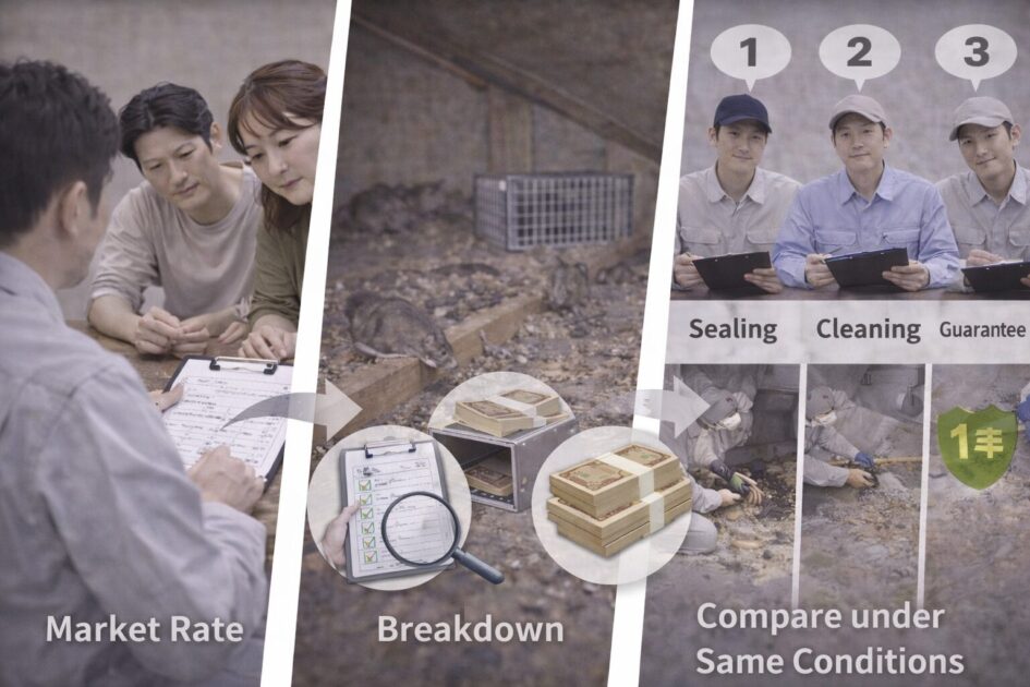 ネズミ駆除｜「相場→内訳→同条件比較」で、過払いを防いで最短で終わらせる