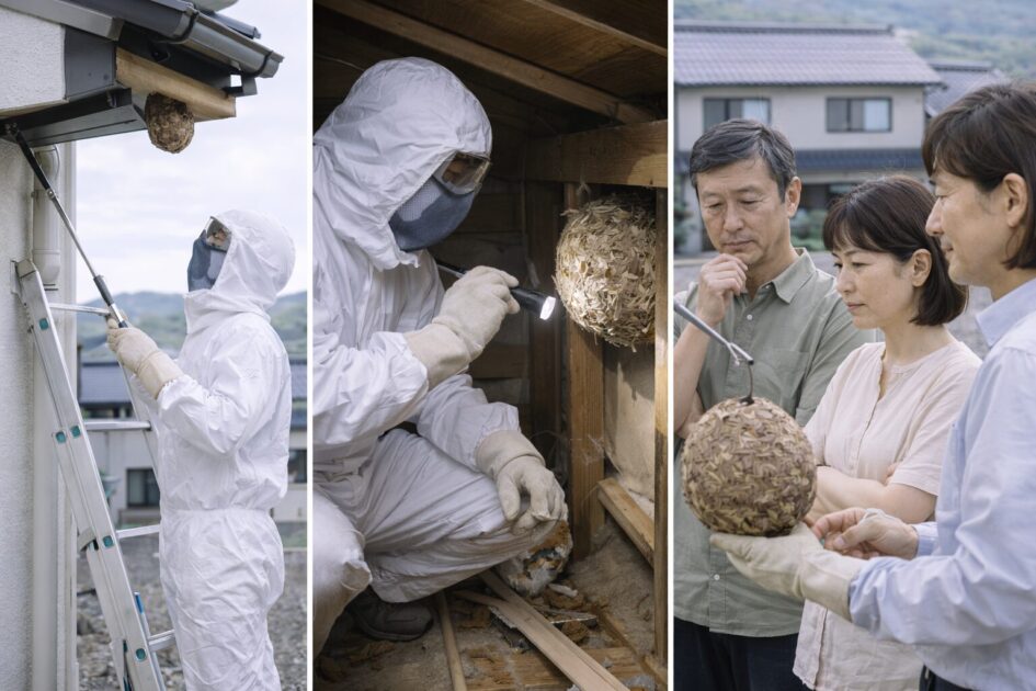 見積が上がる3条件｜高所／屋根裏・壁内／巣の規模と時期