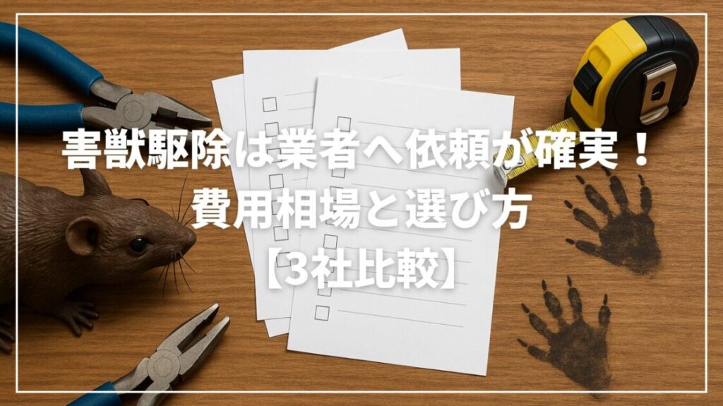 害獣駆除は業者へ依頼が確実！費用相場と選び方【3社比較】