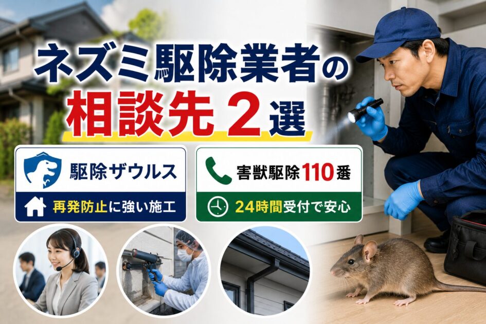 ネズミ駆除業者の相談先2選|駆除ザウルスと害獣駆除110番