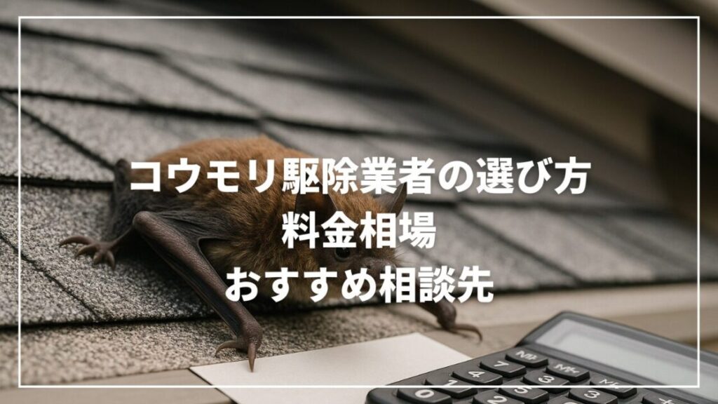 コウモリ駆除業者の選び方｜料金相場とおすすめ相談先