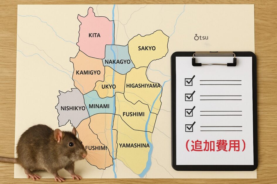 ネズミ駆除京都市内11区と周辺の対応エリア／追加費用が出やすい条件