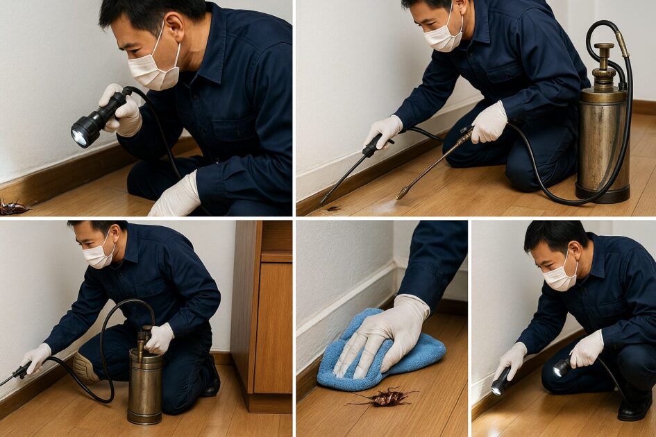 東京のゴキブリ駆除業者の作業フロー｜観察→一次対応→本施工→封鎖→清掃→再点検