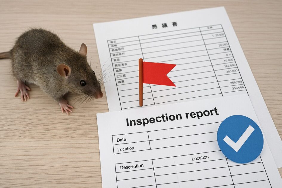 ネズミ駆除東京｜見積書・報告書の読み方（赤旗サイン＆合格サイン）