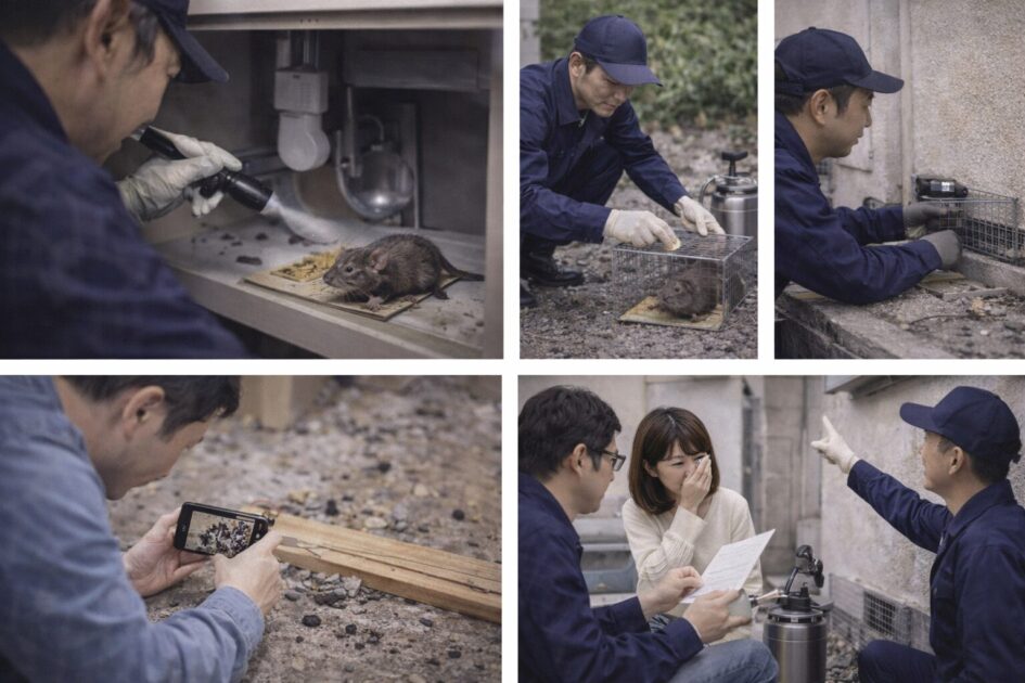 大阪市のネズミ駆除の流れ(概要)|調査→追い出し/捕獲→封鎖→清掃→再発予防