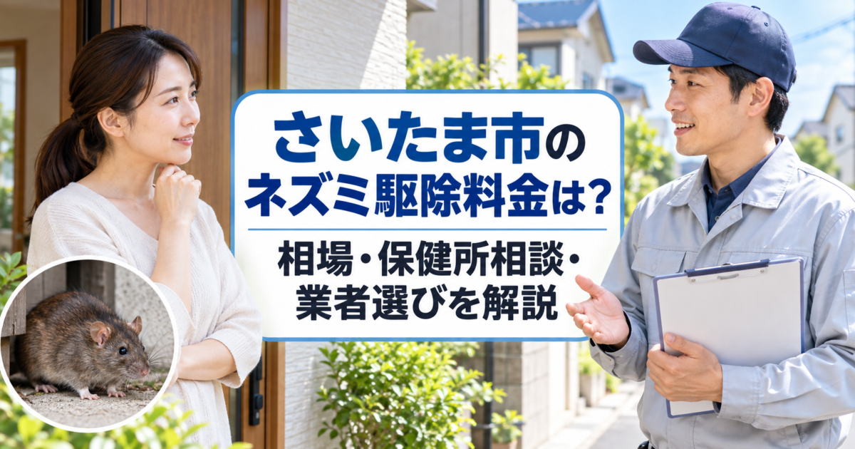さいたま市のネズミ駆除料金について、相場や保健所相談、業者選びを解説するアイキャッチ画像