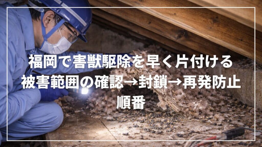 福岡で害獣駆除を早く片付ける｜被害範囲の確認→封鎖→再発防止の順番