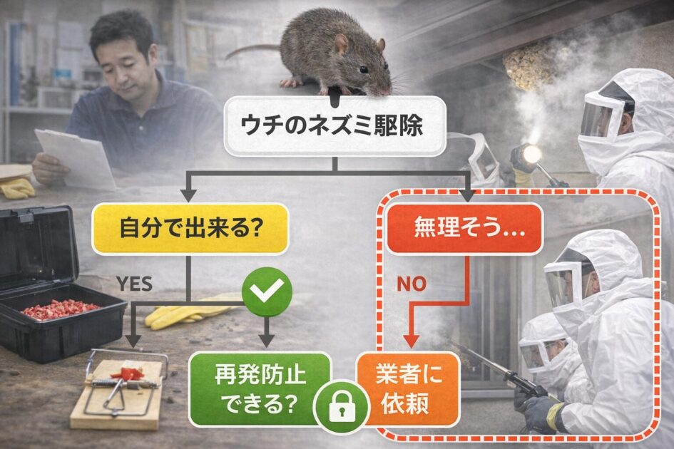 ネズミ駆除業者に頼むか迷ったときの判断フロー｜助成金より大事な“再発防止”
