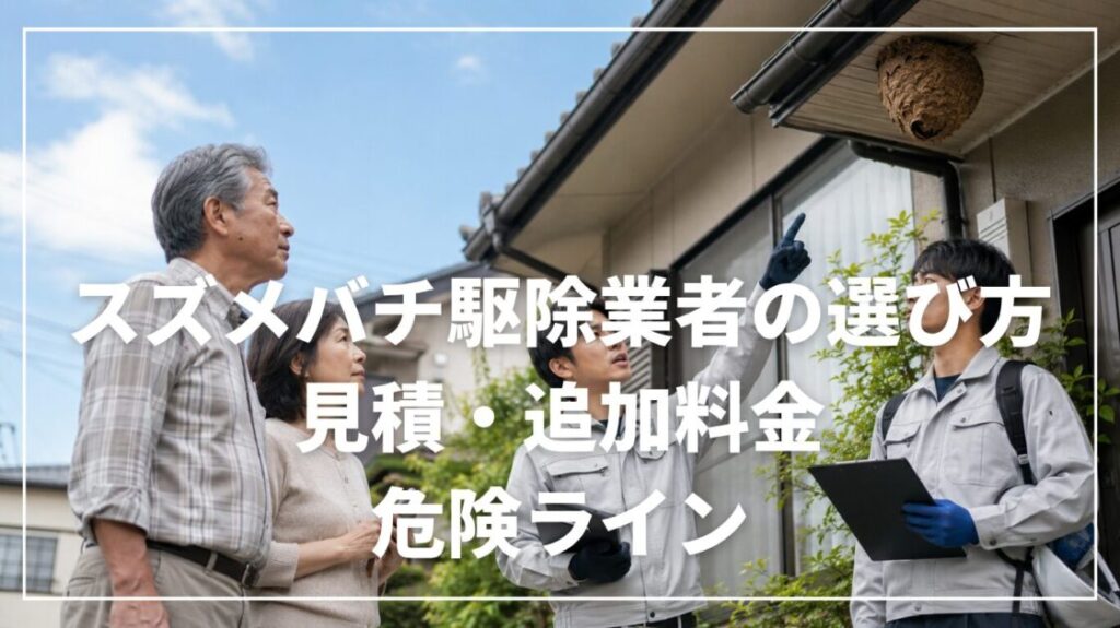 スズメバチ駆除業者の選び方|見積・追加料金・危険ライン