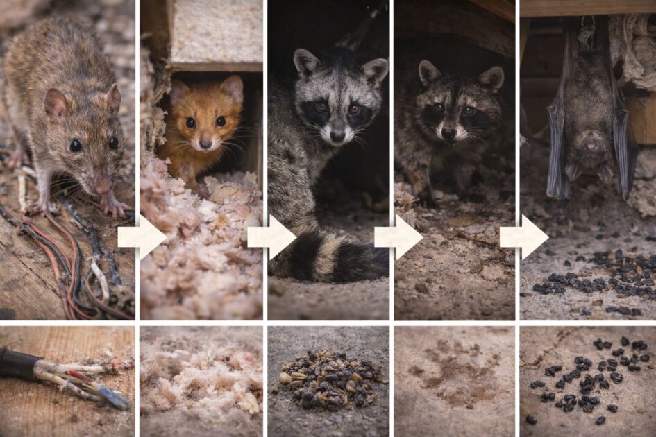 福岡で多い害獣とサイン（ネズミ・イタチ・ハクビシン・アライグマ・コウモリ）