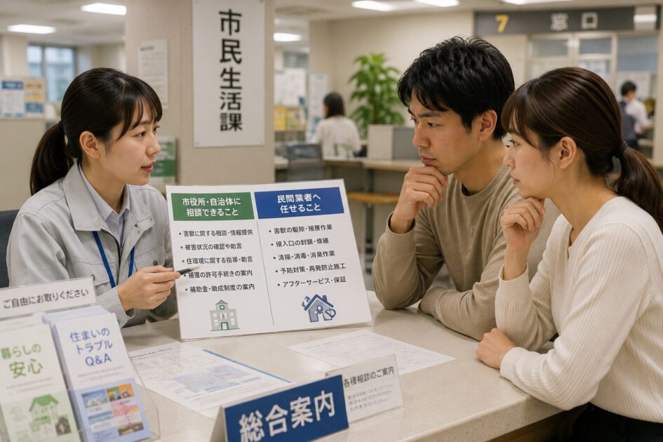 市役所・自治体に相談できることと民間業者へ任せること