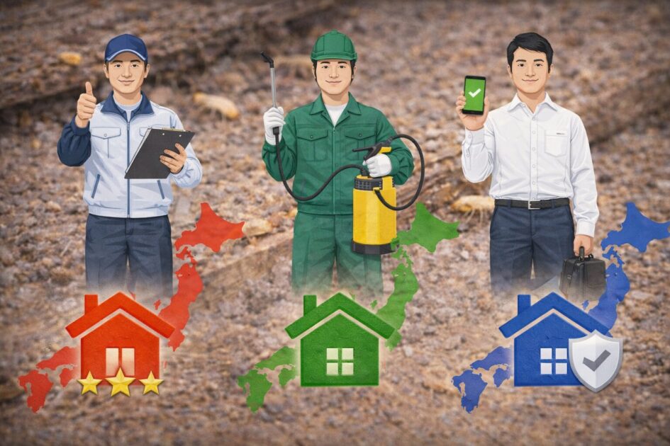 シロアリ駆除業者｜【比較】全国対応3社の特徴と使い分け