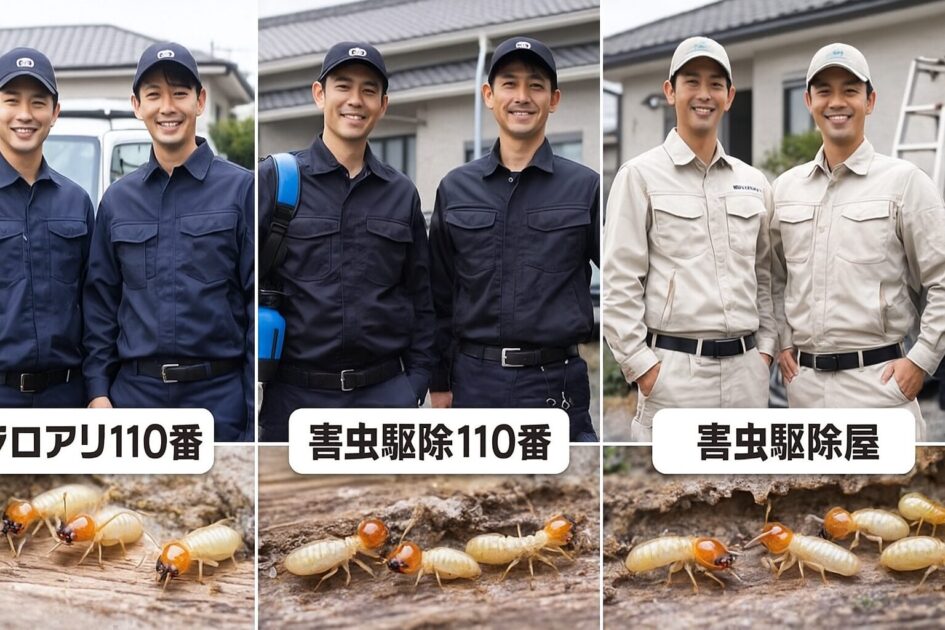 シロアリ駆除会社3サービス比較（シロアリ110番・害虫駆除110番・害虫駆除屋）