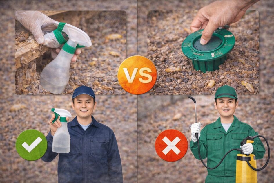 シロアリ駆除の方法は2つ（薬剤処理／ベイト）｜向き不向き