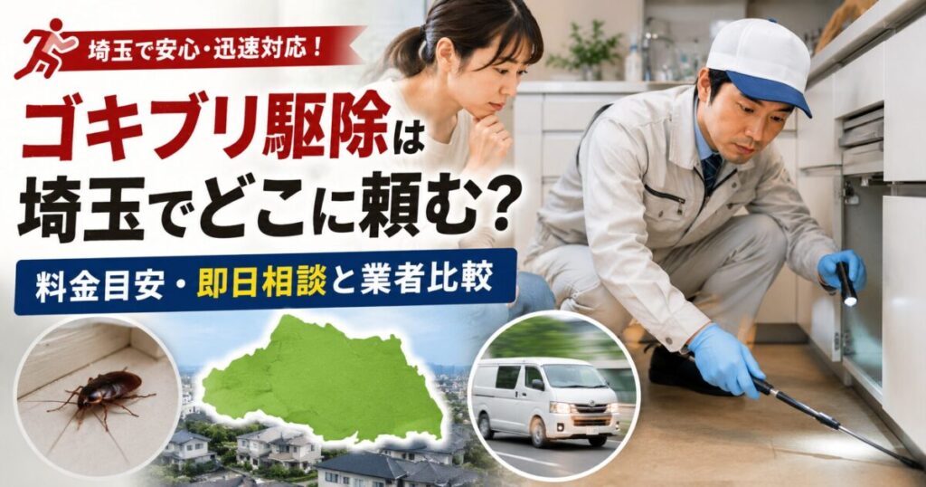 ゴキブリ駆除は埼玉でどこに頼む？料金目安・即日相談と業者比較