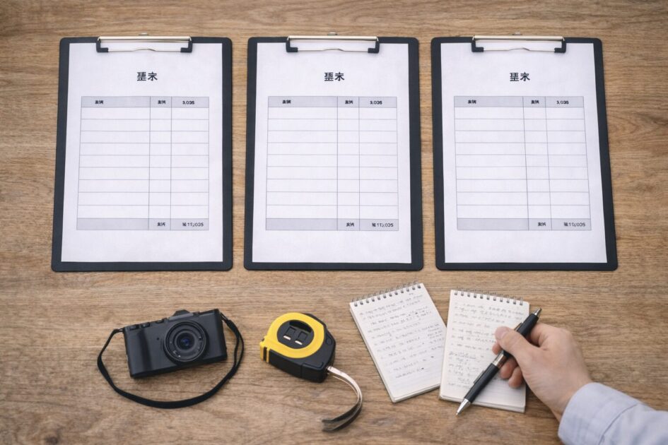 相見積もりの揃え方|同条件にする最小セット(4点固定)