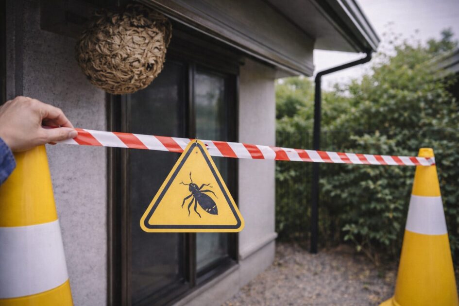 スズメバチの巣を見つけたら最初にやること（安全確保）