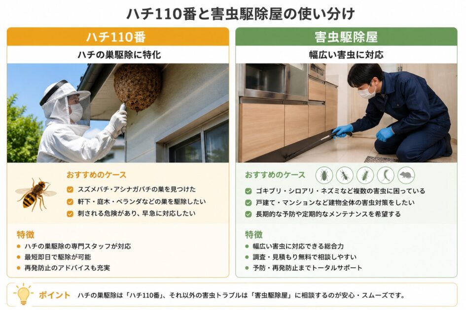ハチ110番と害虫駆除屋の使い分け
