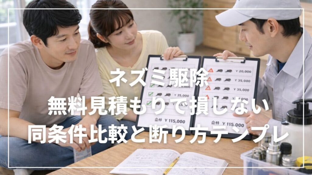 ネズミ駆除の無料見積もりで損しない｜同条件比較と断り方テンプレ
