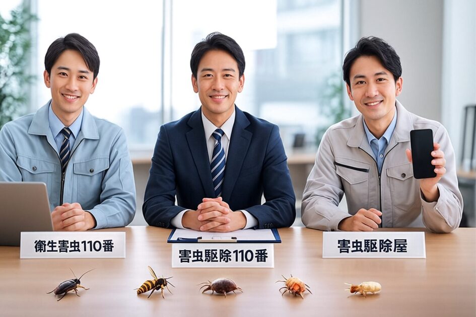 迷ったら全国ネット3社に無料相談【衛生害虫110番・害虫駆除110番・害虫駆除屋】