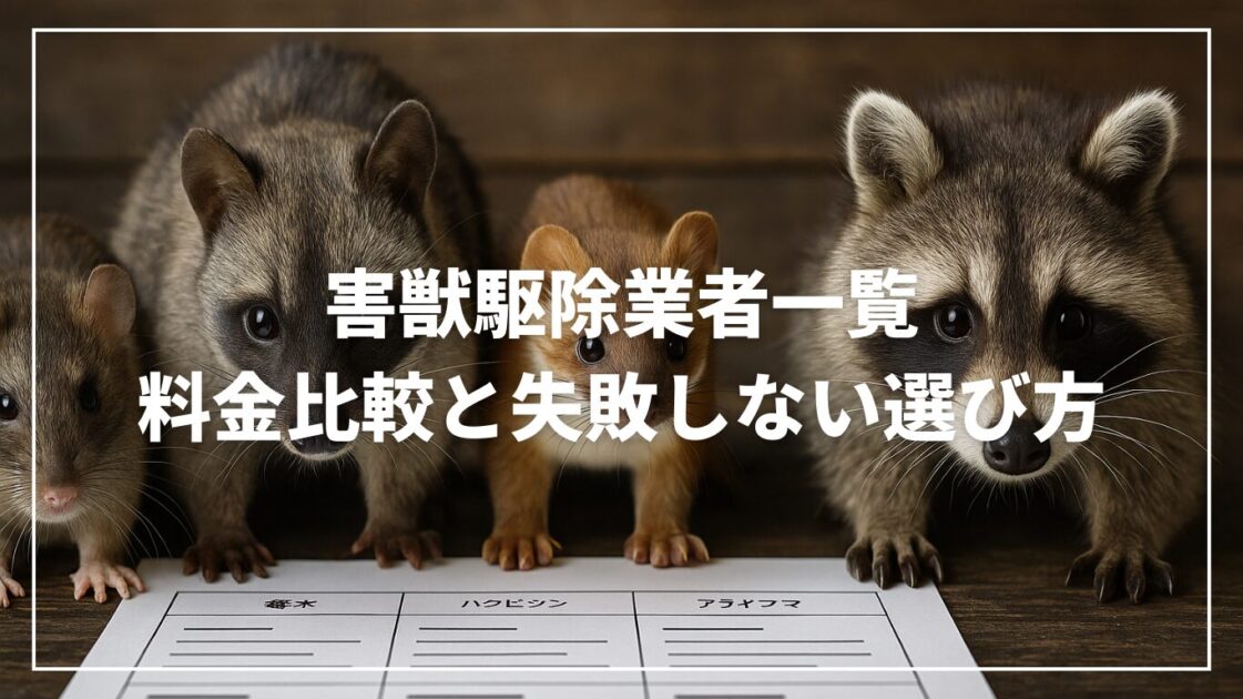 害獣駆除業者一覧｜料金比較と失敗しない選び方