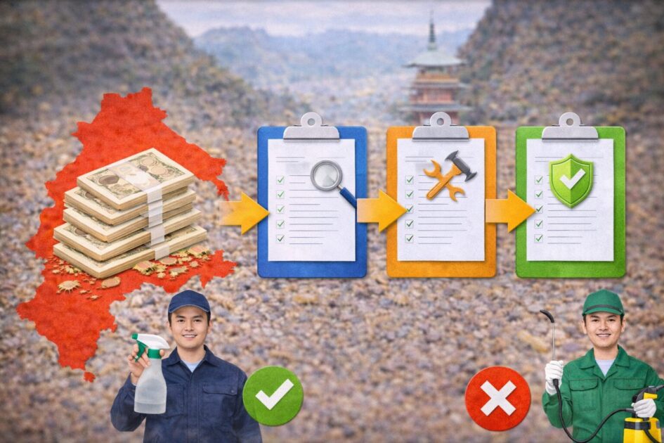 和歌山のシロアリ駆除の費用相場と内訳（見積もりで揃える項目）