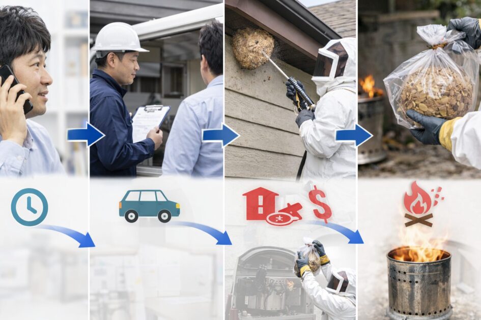 スズメバチの巣駆除を業者に頼む場合の流れと料金が動くポイント（概要）