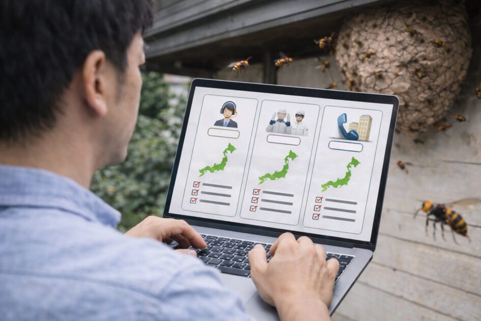 【比較】全国対応3社の特徴と使い分け｜スズメバチ駆除業者