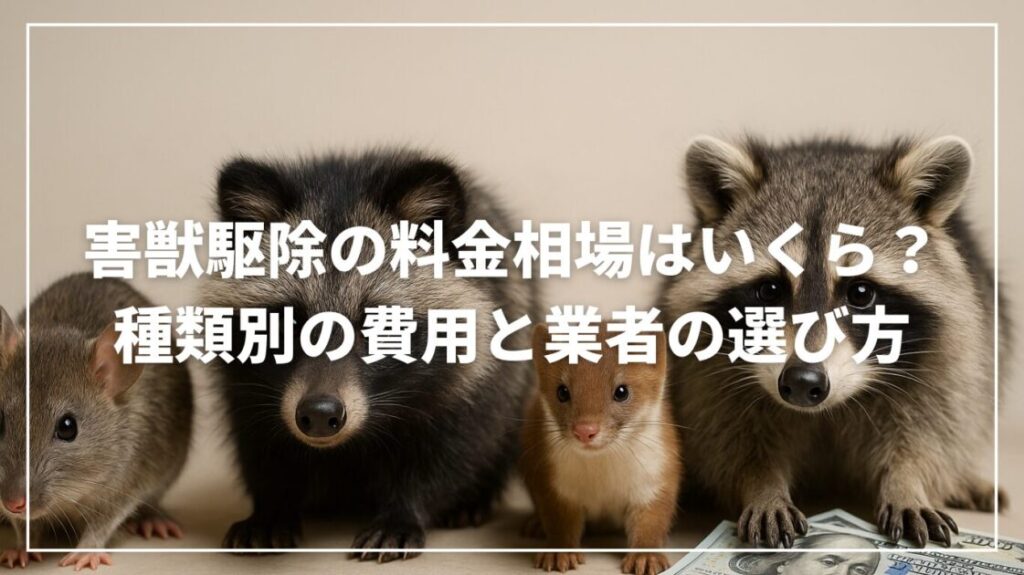 害獣駆除の料金相場はいくら？種類別の費用と業者の選び方