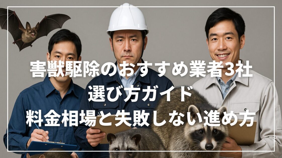 害獣駆除のおすすめ業者3社と選び方ガイド｜料金相場と失敗しない進め方