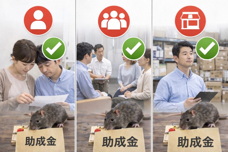 ネズミ駆除助成金（補助金）が出やすいのはどんなケース？個人・団体・事業者の違い