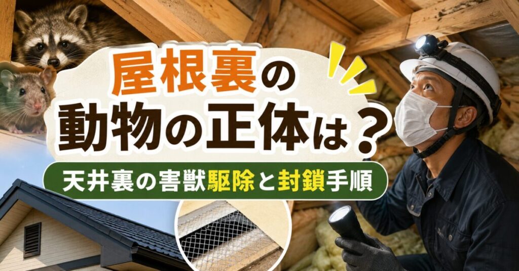 屋根裏の動物の正体は？天井裏の害獣駆除と封鎖手順