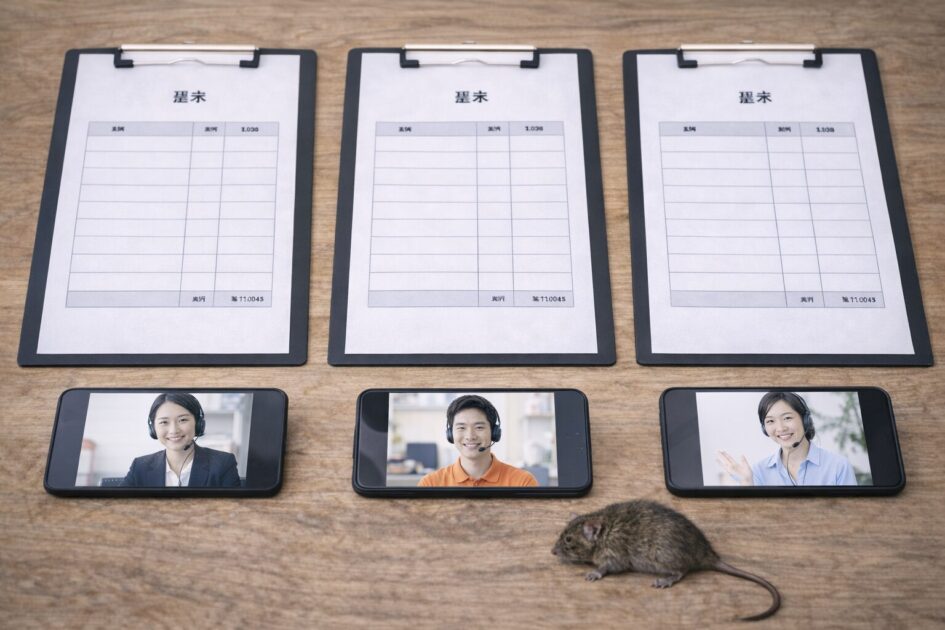 【比較】全国対応3社の特徴と使い分け|ネズミ駆除を無料見積もりから進めるなら