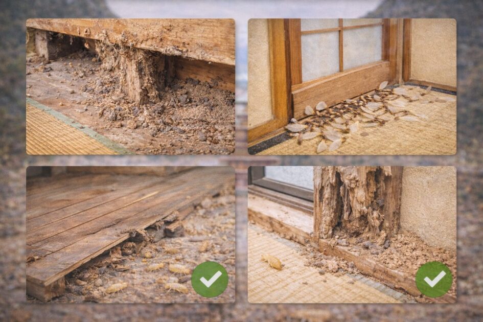 シロアリ被害のサイン（和歌山の家で起きやすいパターン）