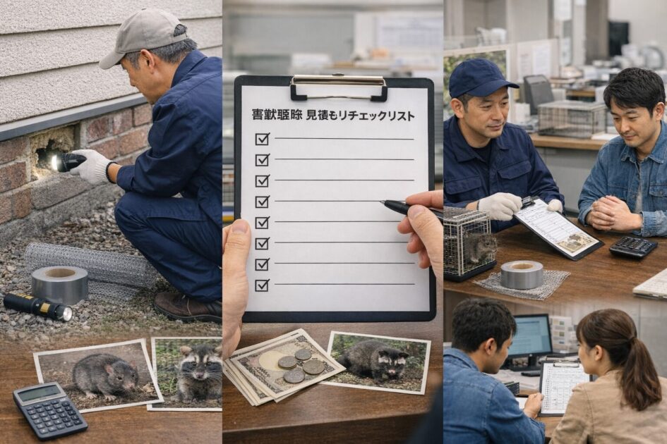害獣駆除の見積もりで揃えるチェックリスト