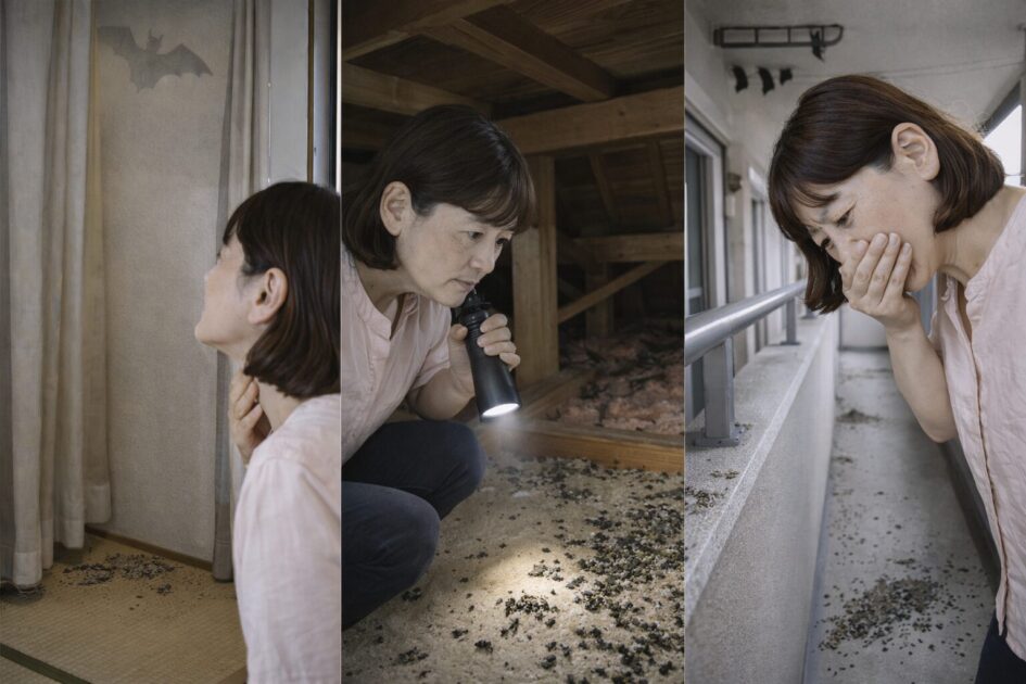 コウモリが出たサイン｜家の中・屋根裏・ベランダで急ぎ度が分かる