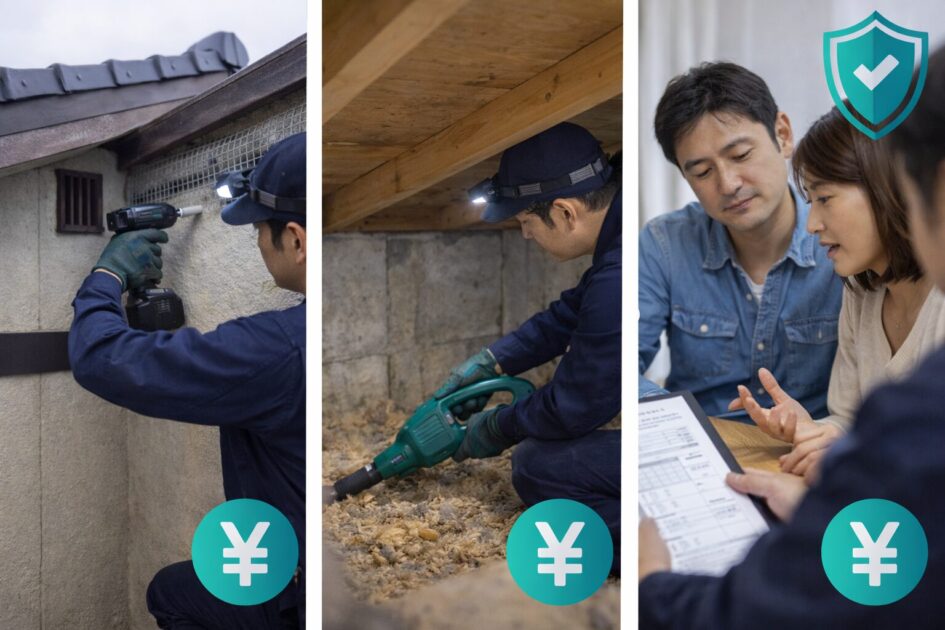 費用が動くポイント（概要）｜「封鎖」「清掃」「保証」でブレる