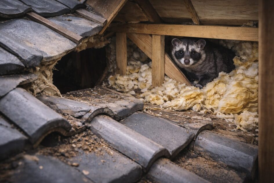 ハクビシン駆除の音が止まらない原因｜侵入口と寝床（巣）のパターン