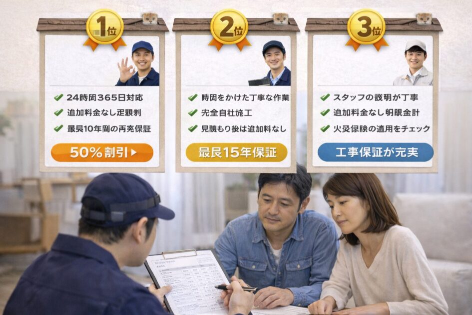【比較】全国対応3社の特徴と使い分け｜天井裏のイタチ駆除