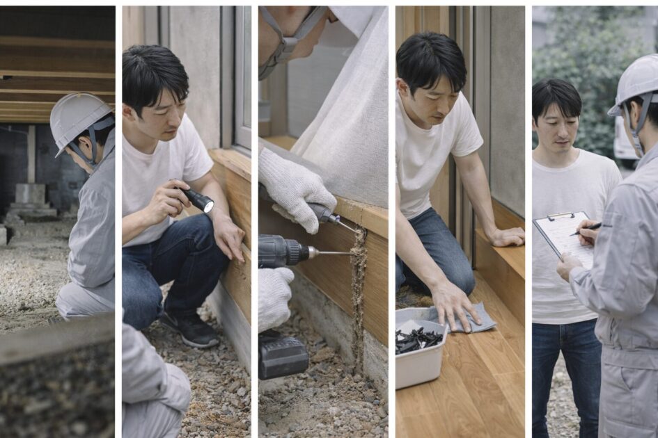 見積が上がる5条件｜床下環境／被害範囲／穿孔注入／清掃補修／保証・再点検