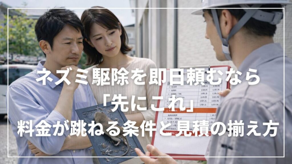 ネズミ駆除を即日で頼むなら「先にこれ」｜料金が跳ねる条件と見積の揃え方