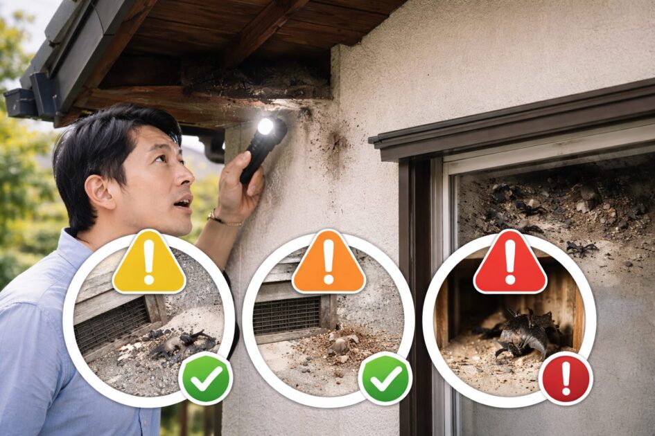 コウモリ被害のサイン|急ぎ度が分かるチェック