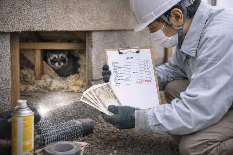 ハクビシン駆除の費用相場｜音の被害でも金額が変わる条件と目安