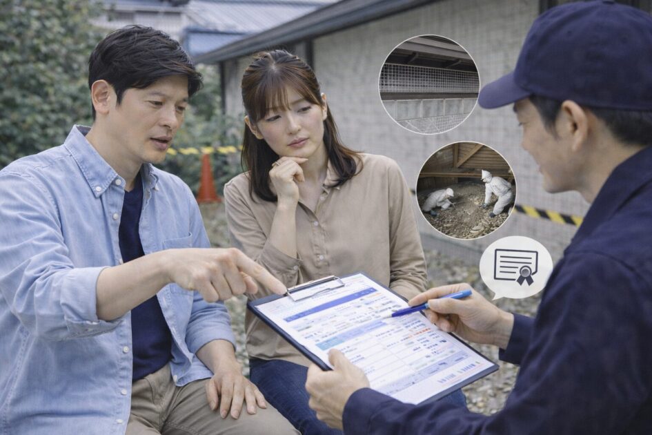 害獣駆除の見積もりは「同条件相見積→封鎖・清掃・保証」でムダを減らす