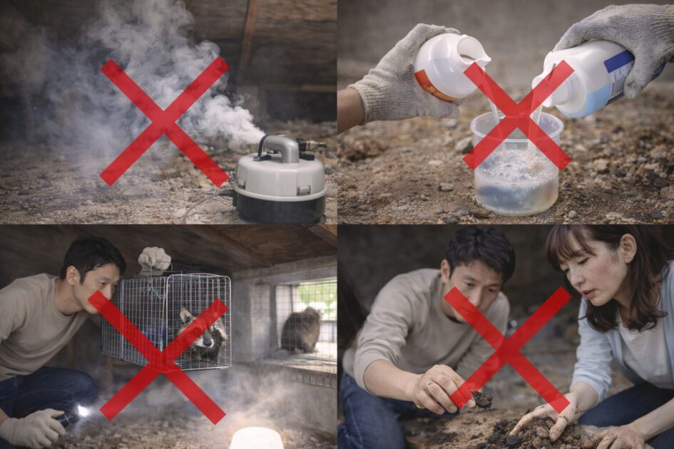 絶対にやらないこと｜燻煙・薬剤混用・無許可捕獲・素手清掃